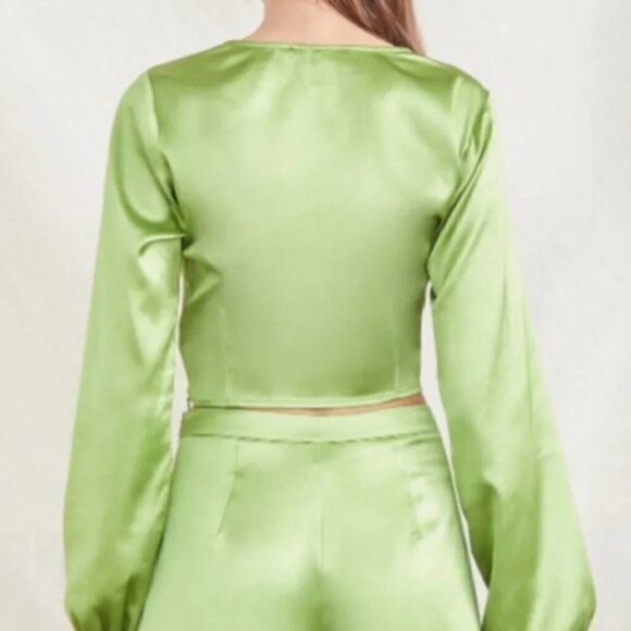 Forever 21 Satin Drawstring Crop Top - Picture 3 of 7